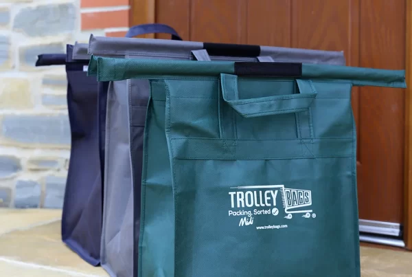 Reusable shopping bags door step