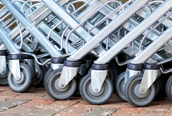 trolley wheels in a row